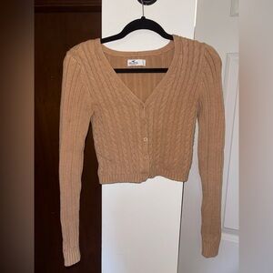 Hollister Tan V-Neck Cropped Sweater